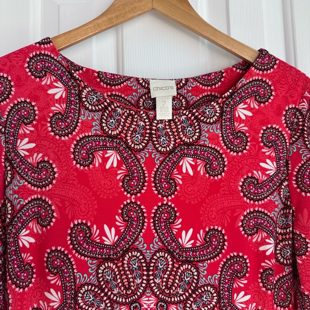 Womens Chico's Paisley Medallion Shift Dress EUC - Picture 3 of 7